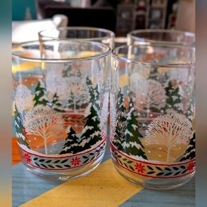 *Vintage 1976 Libbey Holiday Snowy Winter Wonderland 12oz Set of 4